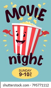 Movie Night Cinema. Can Be Used For Flyer, Poster, Ticket, Banner, Card, Calendar And Website Background.