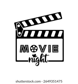 Movie Night Clapperboard Design Vector