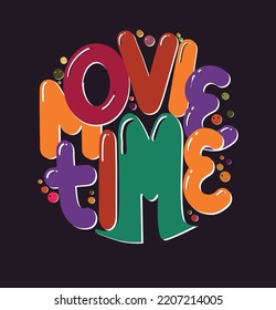 Movie night concept. Internet video streaming service or cinema hall banner, post, social media, tshirt design, movie  watching typography.  Isolated vector illustration