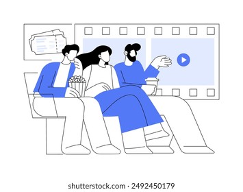 Movie night isolated cartoon vector illustrations. Happy university students at cinema late evening, having fun with friends, holding popcorn in hands, off campus daily activity vector cartoon.