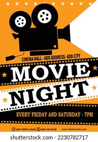 movie night poster flyer social media post design