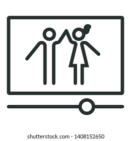 movie on video player - minimal line web icon. simple vector illustration. concept for infographic, website or app.