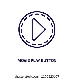 movie play button icon from user interface collection. Thin linear movie play button, play, movie outline icon isolated on white background. Line vector movie play button sign, symbol for web and 