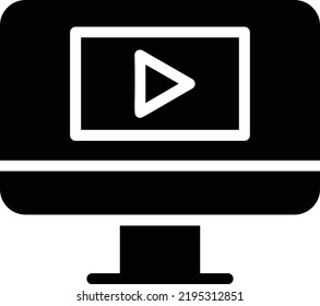 Movie Play Icon With Glyph Style, Entertainment Sign And Symbol Isolated On White Background