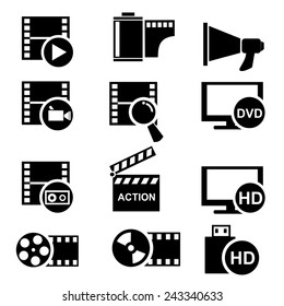 Movie play icons set.vector