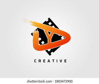 Movie play letter Y logo design concept template. Abstract Video Play Icon.