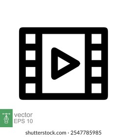 Film, Video-Icon abspielen. Filmrolle, Film-Drehbuch-Band, Streifen, Rolle, Filmstreifen, Unterhaltungskonzept. Einfacher flacher Stil. Vektorgrafik einzeln auf weißem Hintergrund. EPS 10.