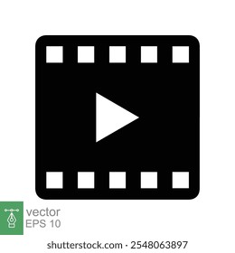 Film, Video-Icon abspielen. Filmrolle, Film-Drehbuch-Band, Streifen, Rolle, Filmstreifen, Unterhaltungskonzept. Einfacher flacher Stil. Vektorgrafik einzeln auf weißem Hintergrund. EPS 10.