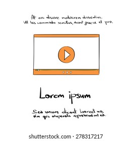 Movie Player Hand Draw Color Icon Vector Illustration