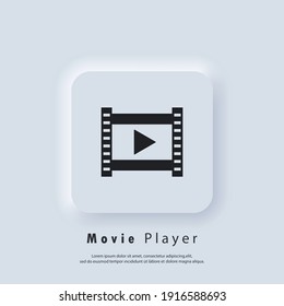 Movie Player icon. Media Player. Vector EPS 10. UI icon. Neumorphic UI UX white user interface web button. Neumorphism