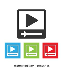 Movie player icon. Video player for web. Simple logo of movie player isolated on white background. Flat vector illustration.