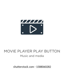 Movie player play button icon vector. Trendy flat movie player play button icon from music and media collection isolated on white background. Vector illustration can be used for web and mobile graphic