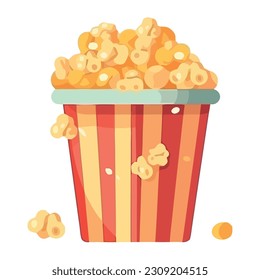 movie pop corn in striped pot icon isolated