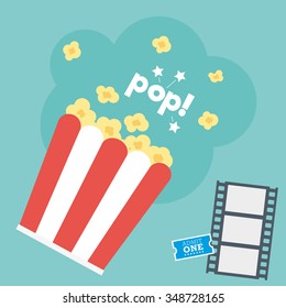 Movie Popcorn with Film Strip & Ticket