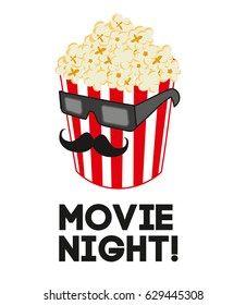 Movie popcorn man postcard. Vector illustration.
