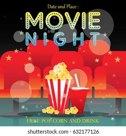 movie poster event for festival event, banner, brochure, flyer, template with date and place space. vector illustration