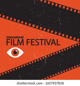 Movie poster festival for your design. Cinema flyer. Movie industry graphic illustration with filmstrip. 