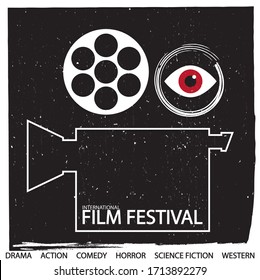 Movie poster festival for your design. Cinema flyer. Movie industry graphic illustration