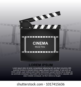 Movie Poster Or Flyer Template. Online Cinema Background With film Reel And Clapper Board vector