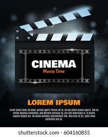 Movie Poster oder Flyer Template. Online-Kinohintergrund mit Filmrolle und Klappbrett. Vektorgrafik für Ihr Design