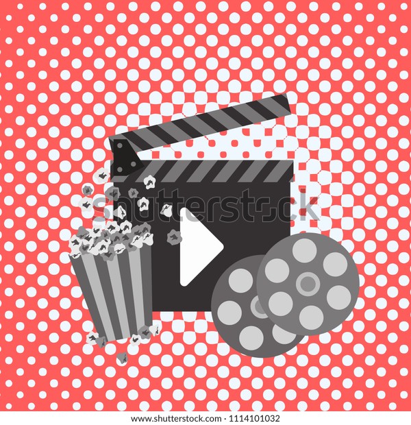 Movie Poster Template Popcorn Cinema Design: เวกเตอร์สต็อก (ปลอดค่า ...