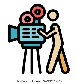 Movie producer icon. Outline movie producer vector icon color flat isolated
