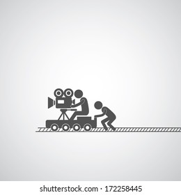 movie production symbol  on gray background 