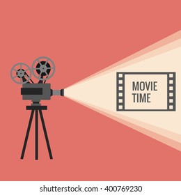 Movie projector background cinema illustration.  Vintage poster vector movie projector background for your design.
