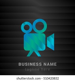 Movie Projector Blue,Green and Black silk fashion premium icon / Logo