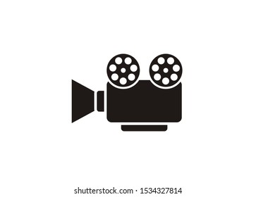 Movie projector with film roll simple icon
