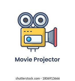Movie projector flat icon Vector illustration isolated on white