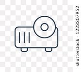 Movie Projector Front View vector outline icon isolated on transparent background, high quality linear Movie Projector Front View transparency concept can be used web and mobile