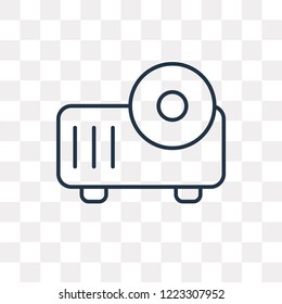 Movie Projector Front View vector outline icon isolated on transparent background, high quality linear Movie Projector Front View transparency concept can be used web and mobile