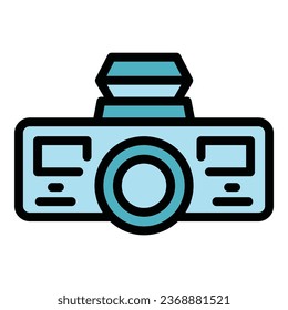 Movie projector icon outline vector. Car screen. Cinema show color flat