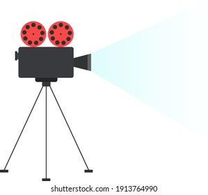 Movie Projector, Illustration, Vector On A White Background.