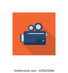 Movie projector long shadow icon vector.