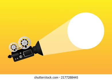 Movie projector, Retro cinema. Cinematography festival. Movie time. Vector illustration.