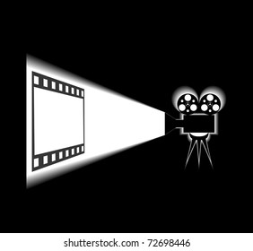Movie projector and screen are shown in the picture.