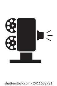 Movie projector. Simple illustration in black and white.