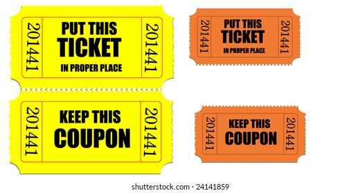 Movie or raffle tickets with receipt  - vector