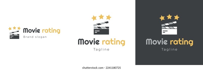 Movie rating logo design set, cinema rating symbol, film clapperboard emblem concept, best movie series editable commercial logotype, theater studio branding, isolated on background