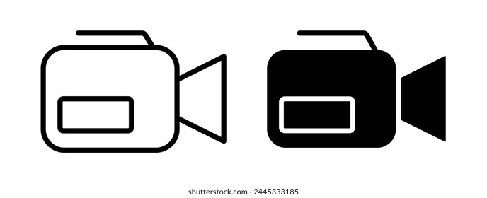 Movie Recording and Video Camera Icon Set. Filming Equipment and Camcorder Symbols.
