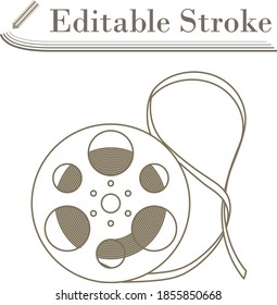 Movie Reel Icon. Editable Stroke Simple Design. Vector Illustration.