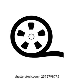 movie reel icon with white background vector stock illustration