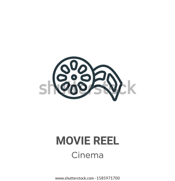 Movie reel outline vector\
icon. Thin line black movie reel icon, flat vector simple element\
illustration from editable cinema concept isolated on white\
background