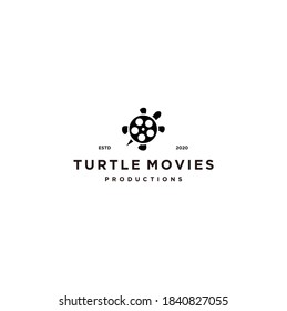 Movie Reel Turtle Cinema Film Production Logo Design Vector Creative Idea 