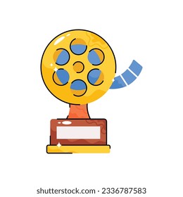 Movie reel vector filled outline Sticker. EPS 10 file