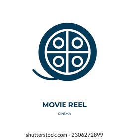 movie reel vector icon. movie reel, movie, film filled icons from flat cinema concept. Isolated black glyph icon, vector illustration symbol element for web design and mobile apps