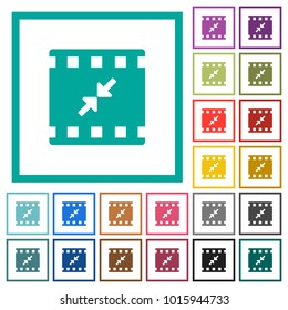 Movie resize small flat color icons with quadrant frames on white background