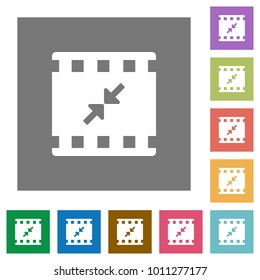 Movie resize small flat icons on simple color square backgrounds